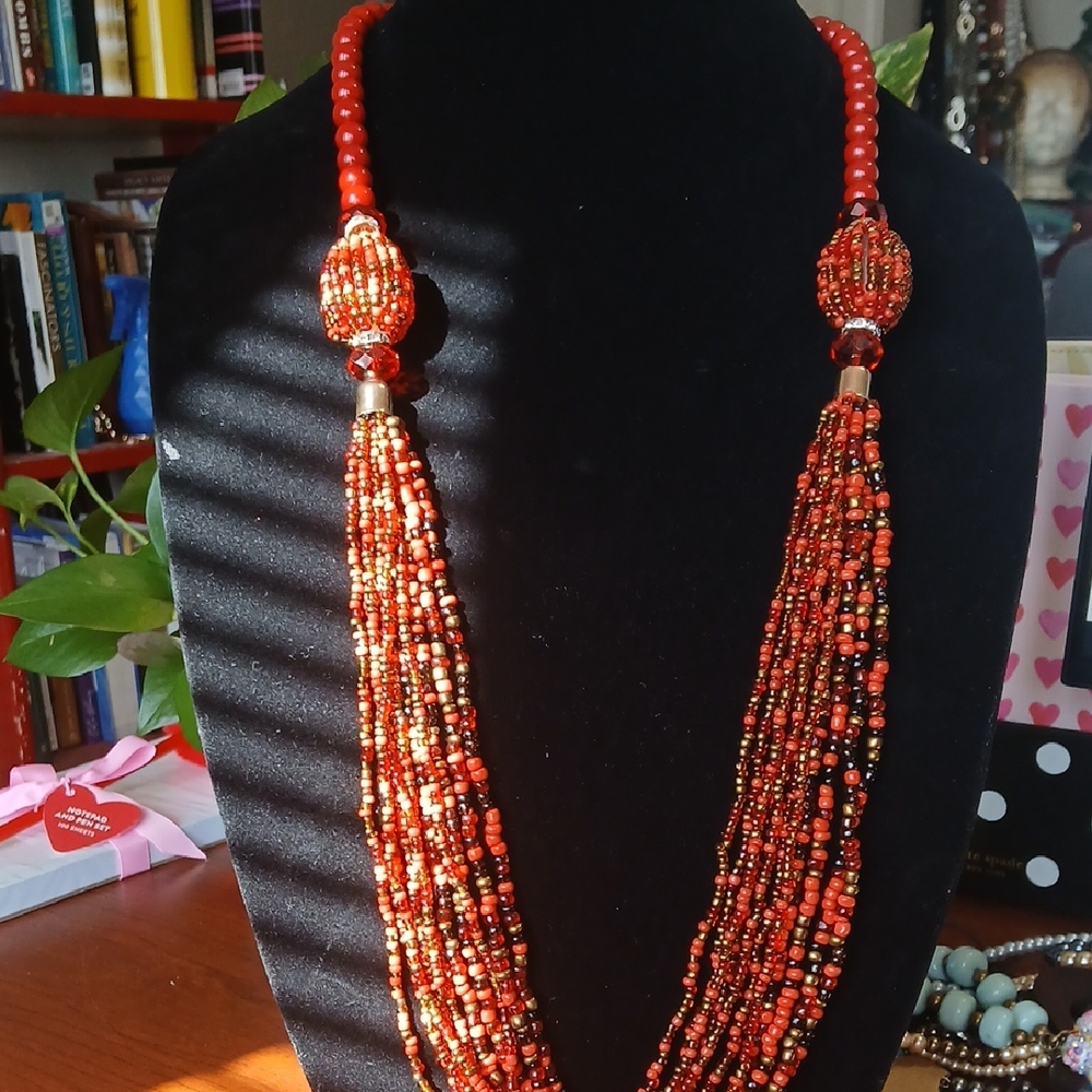 Elegant Red Beaded Necklace
